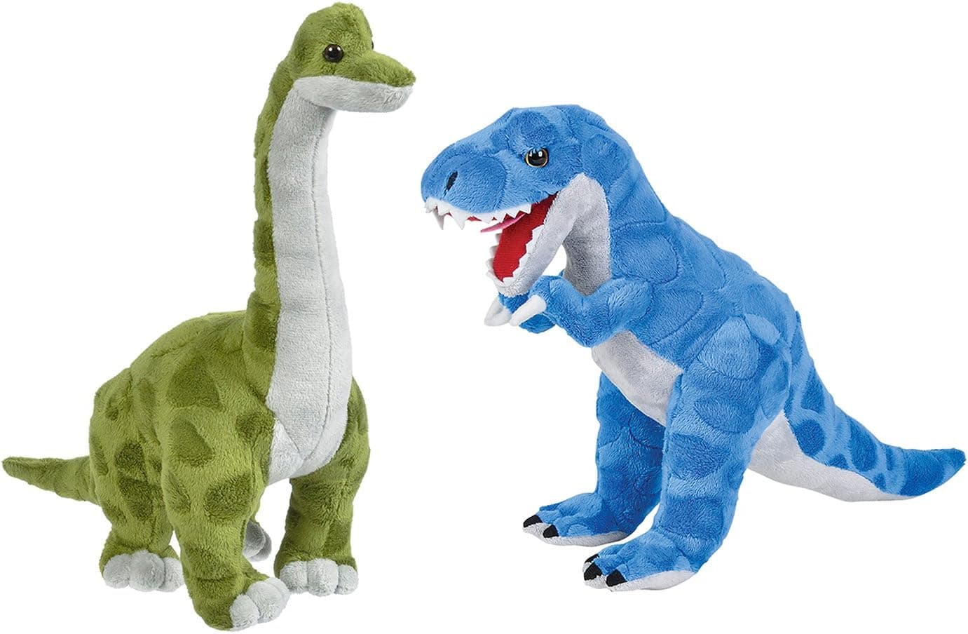 Mozlly Value Pack - Blue T-Rex Dinosaur Stuffed Animal and Green Brachiosaurus - Item #K102088-102094
