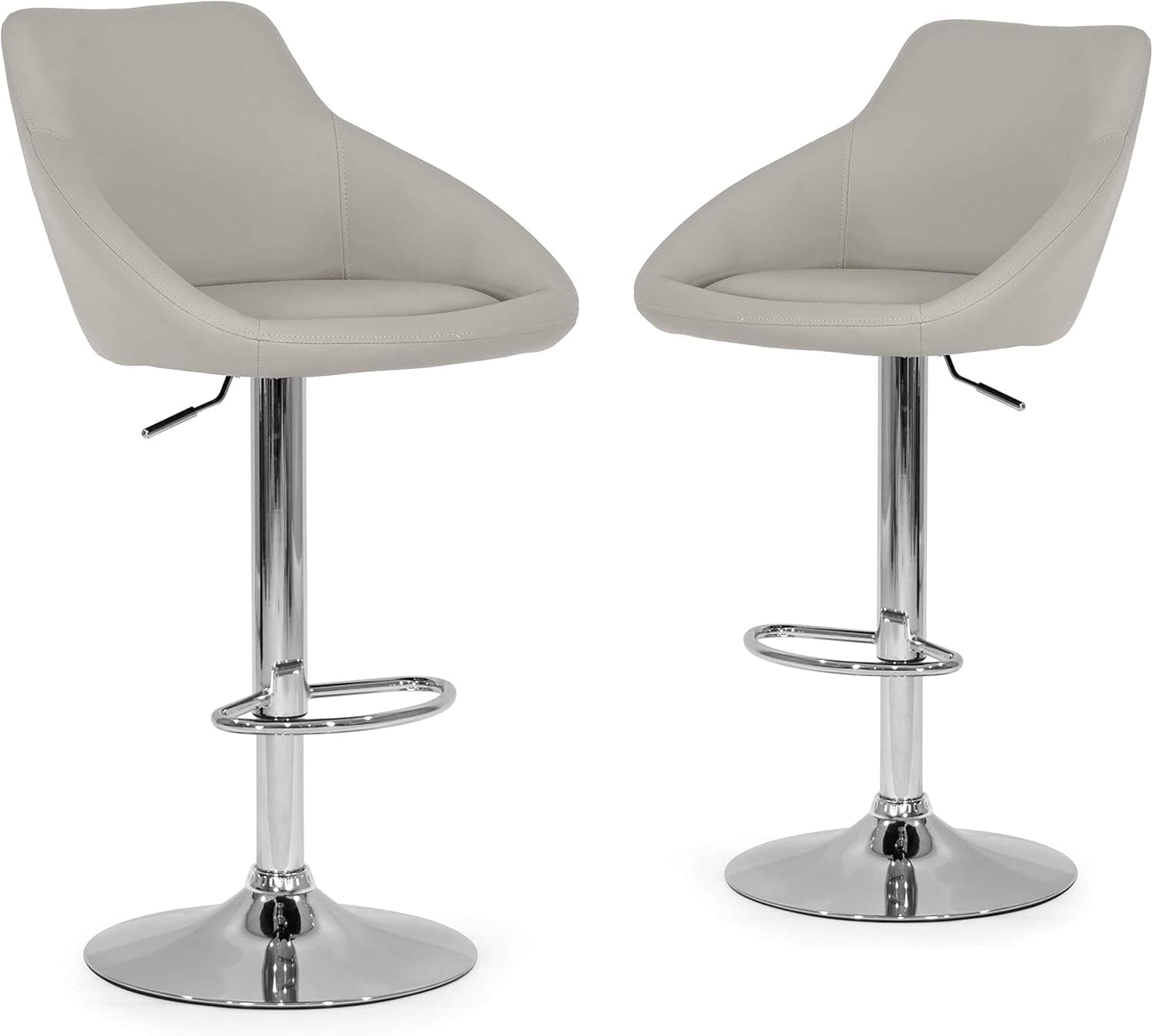 Glamour Home Alani 23"-33.25" Faux Leather Swivel Bar Stools in Gray (Set of 2)