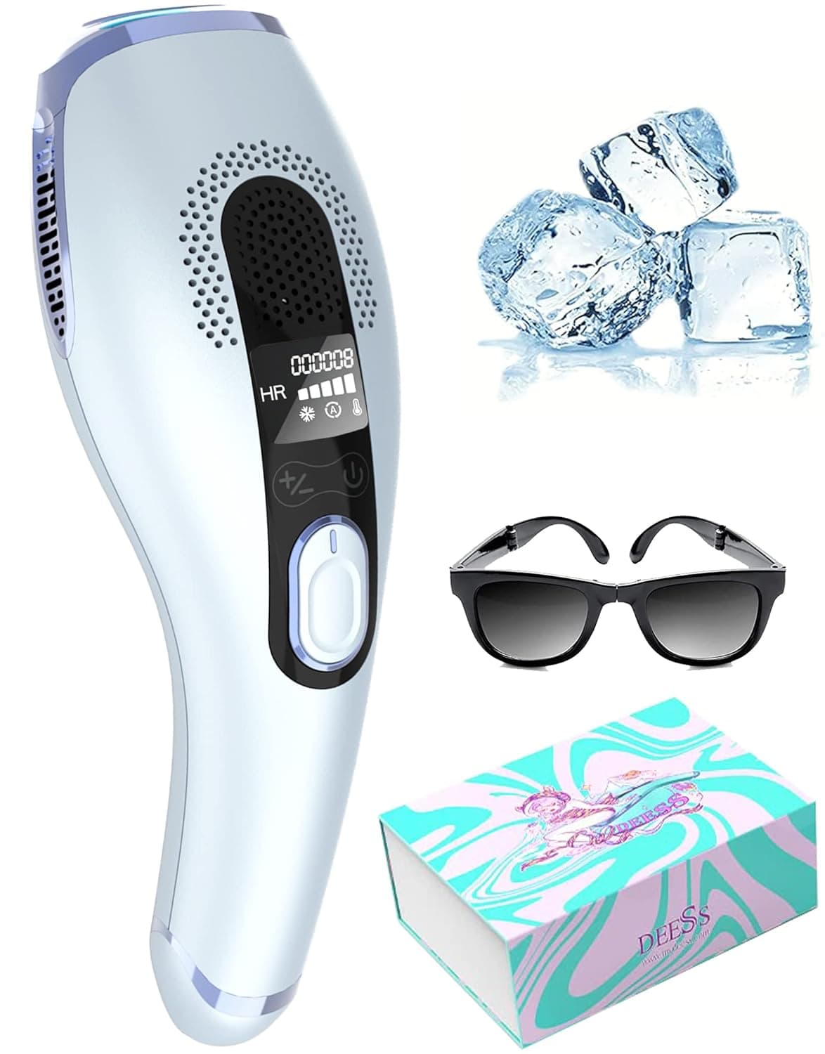 DEESS Laser Hair Removal for Women and Men, GP592 Unlimited Flashes Sapphireplanar Cold Light with ICE Cooling,at-Home Painless Permanent IPL Hair Remover Device for Face Arms Armpits Legs Bikini Body
