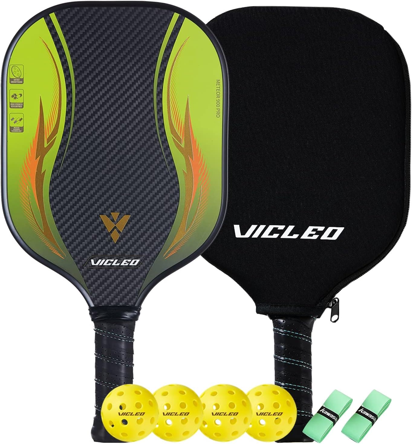 Pickleball Paddles, Graphite Pickleball Paddles Set of 2, Pickleball Set of 2 Pickleball Rackets,2 Outdoor Pickleball,2 Indoor Pickleball，2 Pickleball Bag, Polypropylene Honeycomb Core