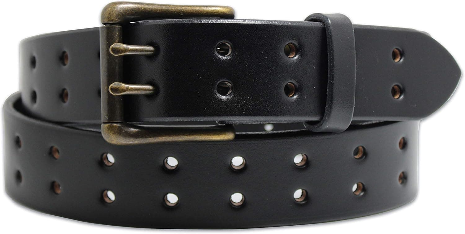 Two Prong, Heavy Duty, 1-1/2" Solid Leather Belt, Amish Made by Hand in Lancaster, PA