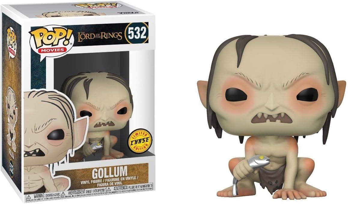Funko Gollum (Chase Edition): Lord of The Rings x POP! Movies Vinyl Figure & 1 PET Plastic Graphical Protector Bundle [#532 / 13559 - B]