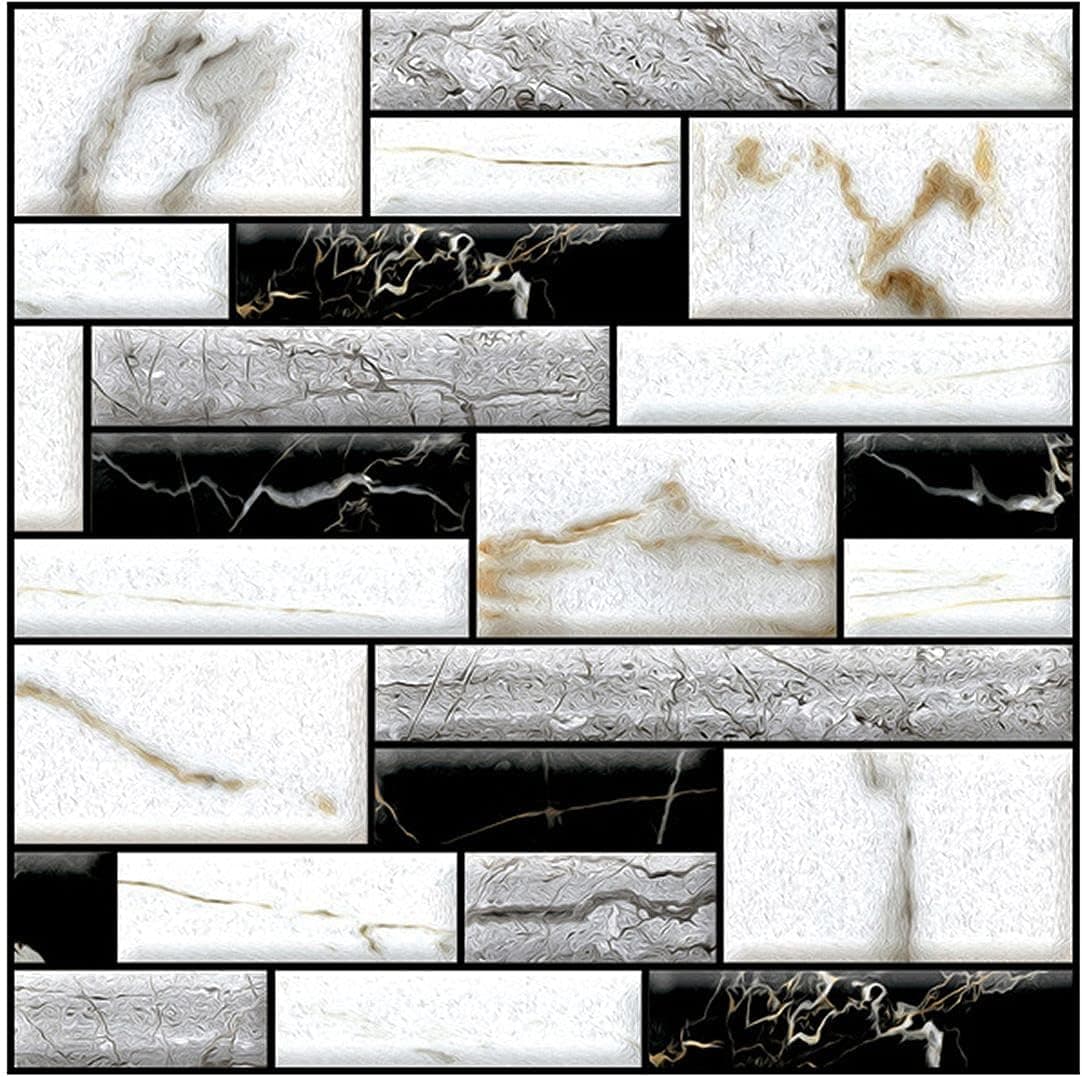 ChezMax Art Peel and Stick Tiles Backsplash Self Adhesive Removable Oil Proof Stick Wall Sticker Wallpaper for Kitchen Bathroom Living Room 12''x12''