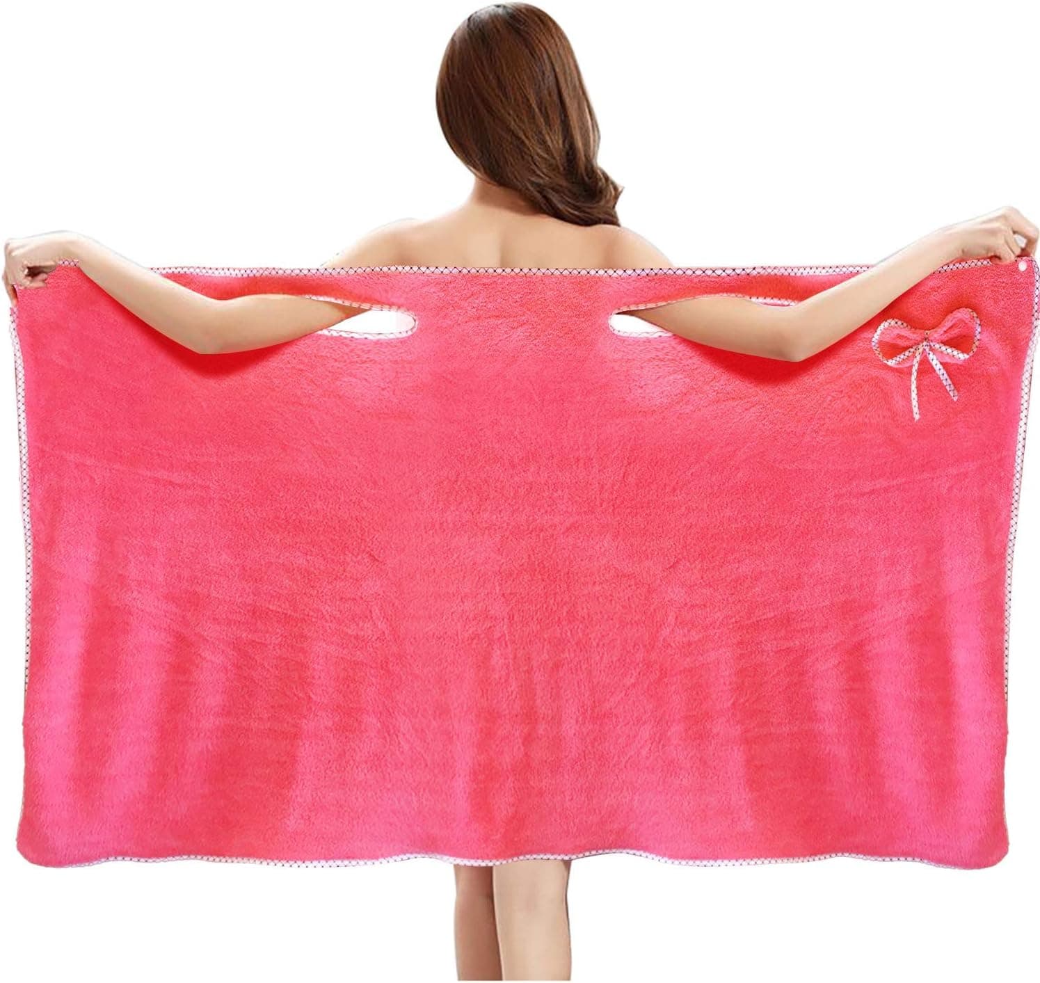 Uaussi Women Bath Towel Wrap Wearable Shower Towel Cover-up Soft Coral Fleece Bathrobe Spa Beach Tube Dress Dressing Gown Housecoat