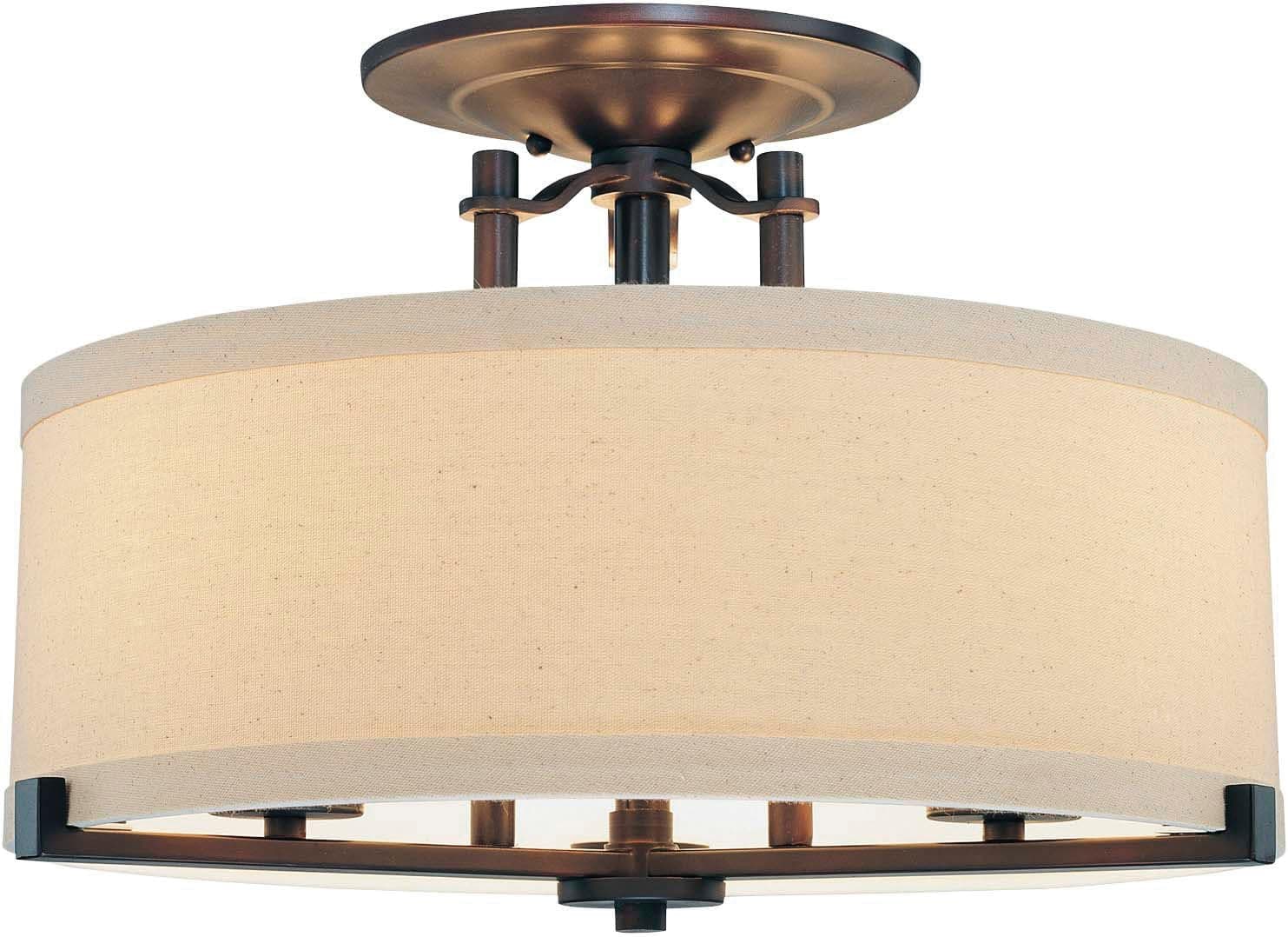 Minka Lavery Semi Flush Mount Ceiling Light 4499-298, Ansmith Glass Lighting Fixture, 3 Light, 180 Watts, Bronze