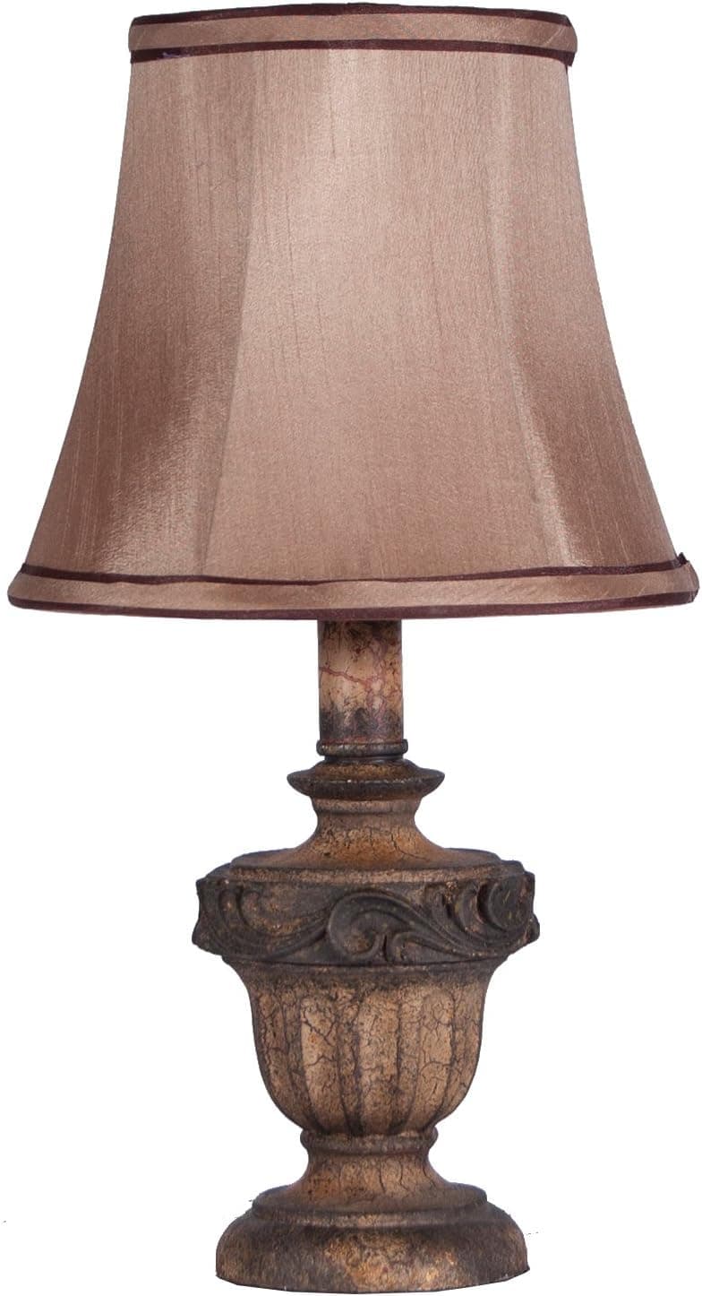 Small Traditional Carved Taupe Accent Table Lamp