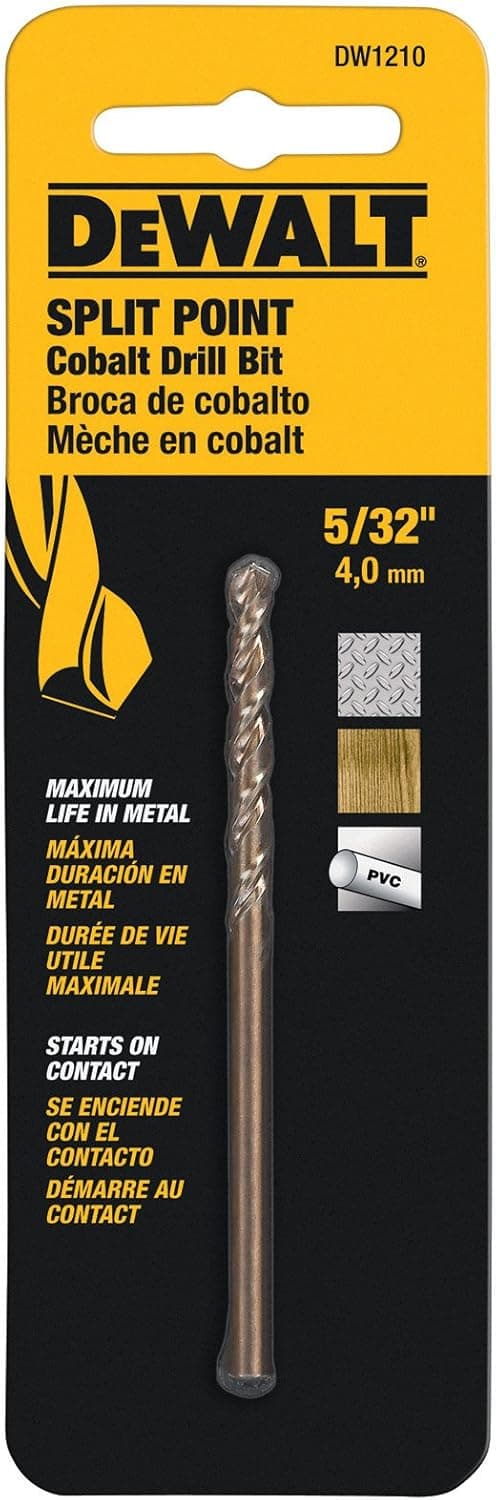 DEWALT DW1210 5/32-Inch Cobalt Alloy Split Point Twist Drill Bit