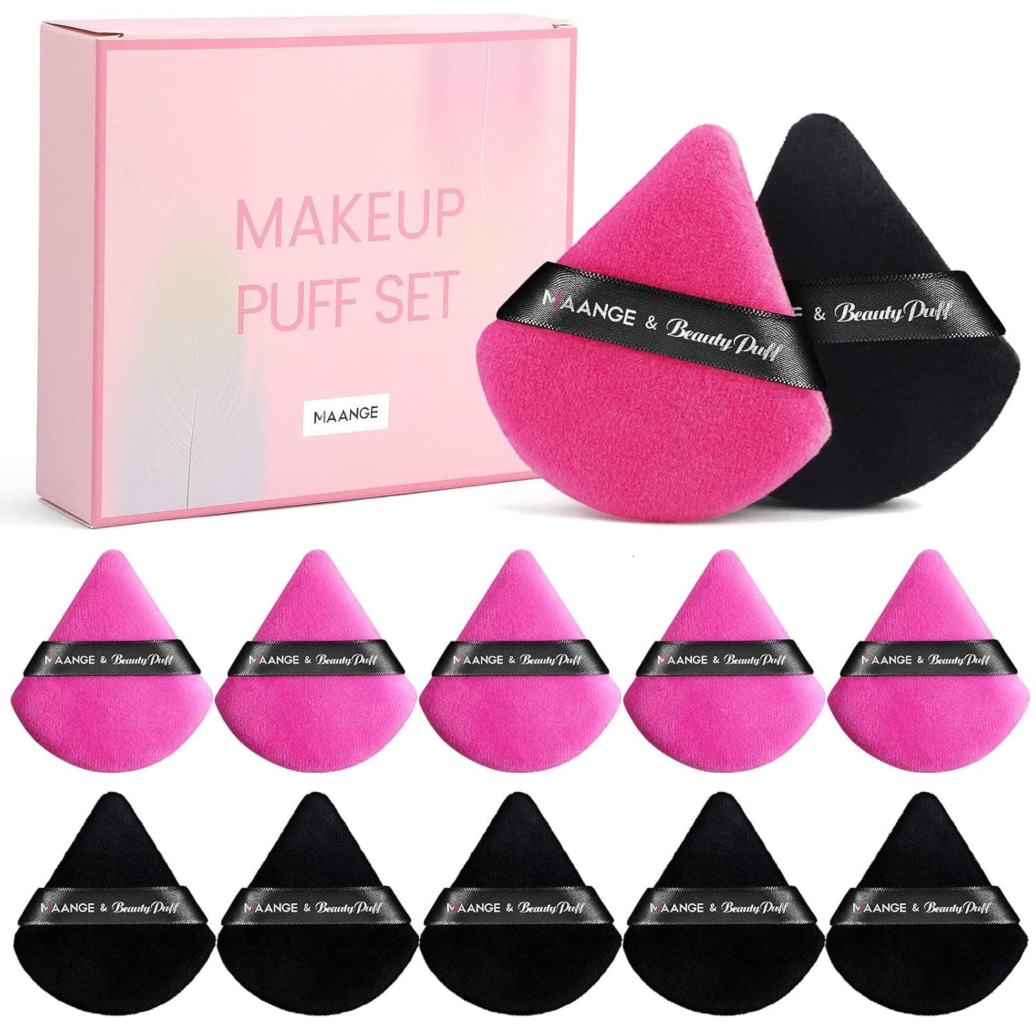 MAANGE 12 Pcs Powder Puff, Triangle Makeup Puff for Loose Powder, Soft Face Body Foundation Powder Puffs, Makeup Tool For Cosmetic, Triangular Design for Contouring, Under Eyes and Corners
