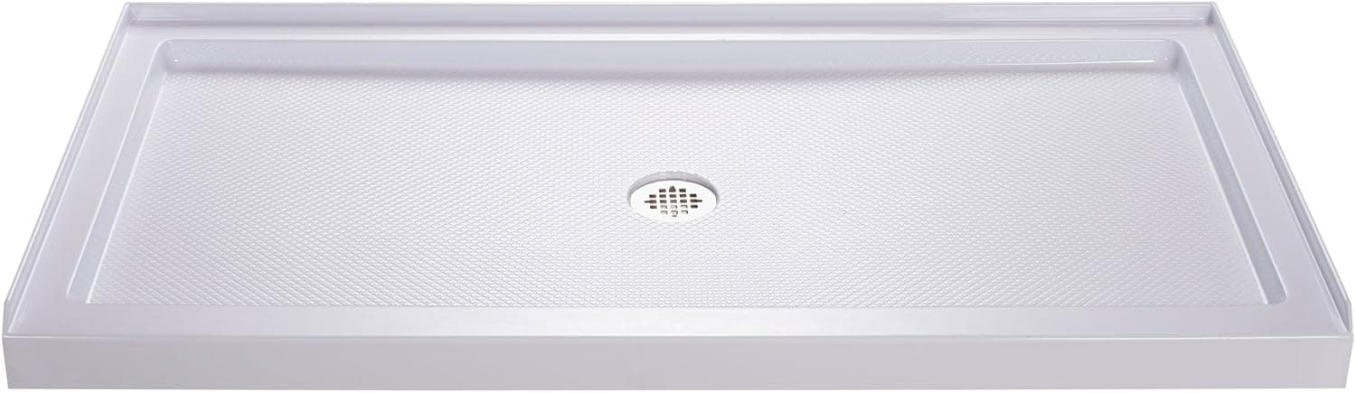 DreamLine SlimLine 36 in. D x 54 in. W x 2 3/4 in. H Center Drain Single Threshold Shower Base in White, DLT-1136540