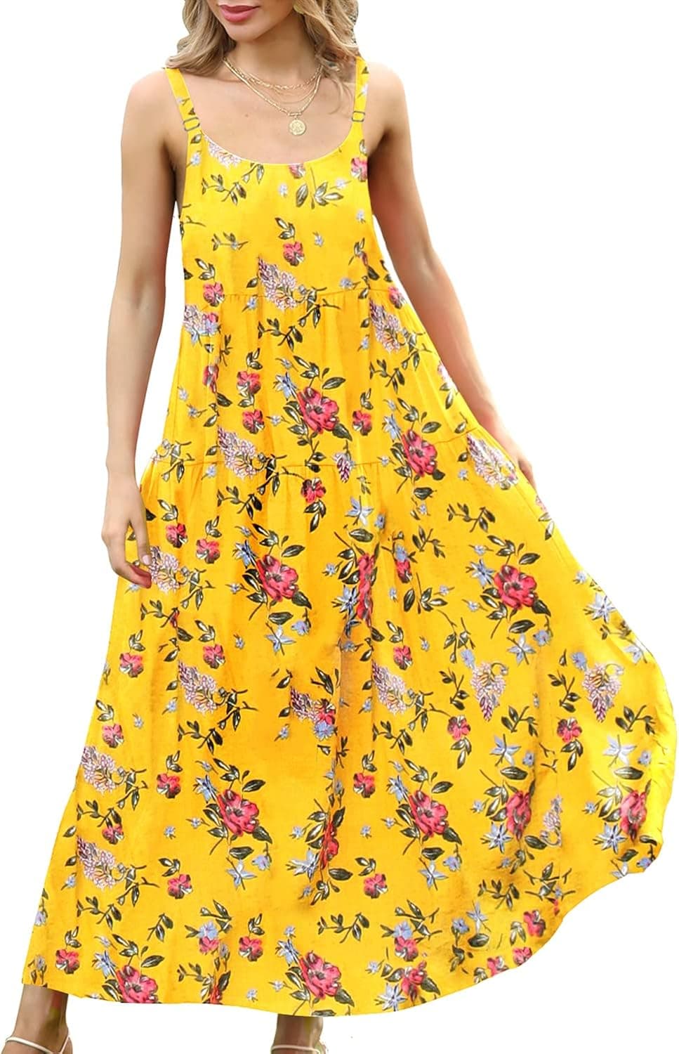 YESNO Spaghetti Strap Long Summer Beach Swing Dress E75-XX