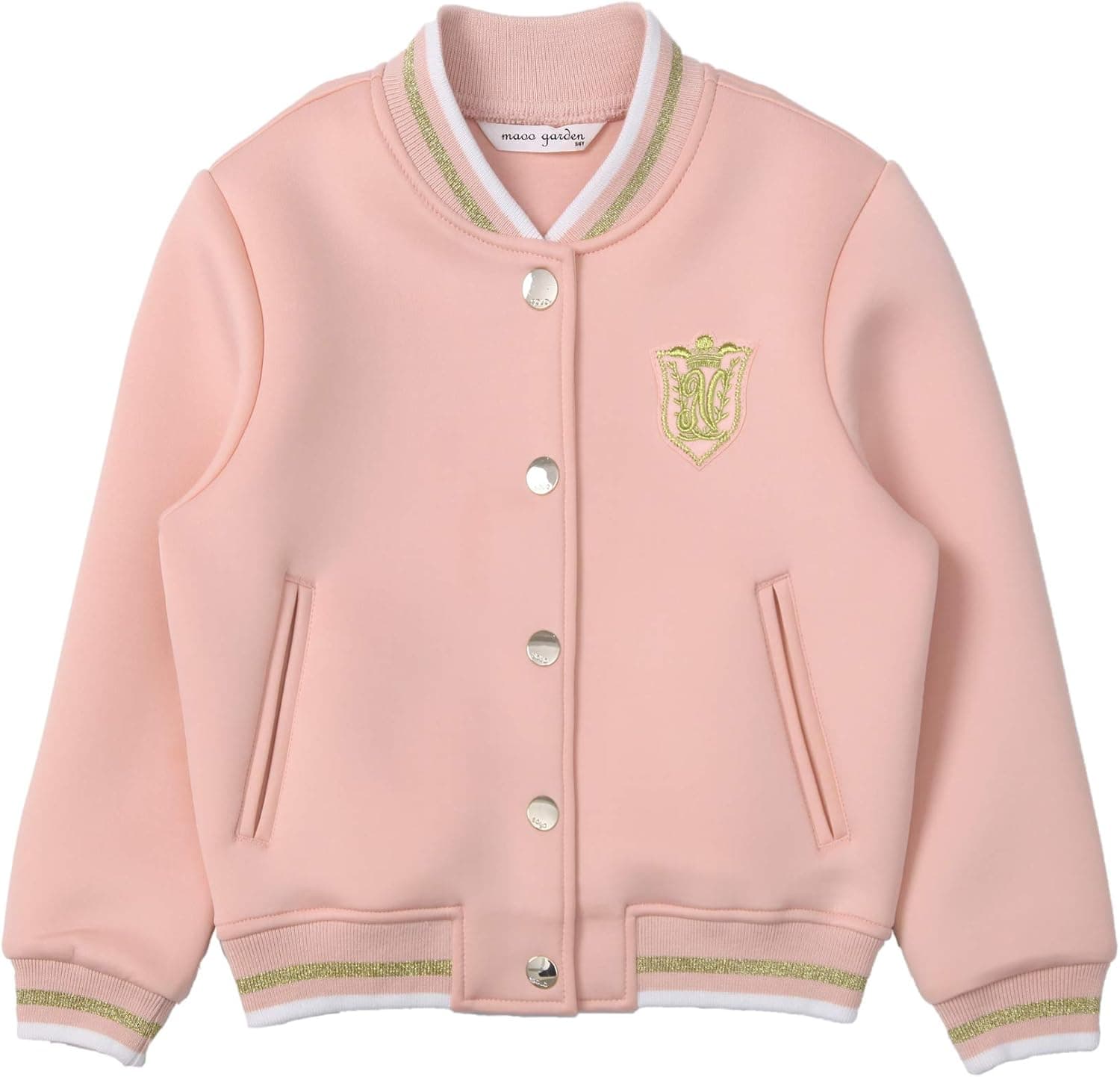 maoo garden Girls Bomber Jacket Kids Spring Quilted Baseball Flight Coat Lightweight Sports Outwear