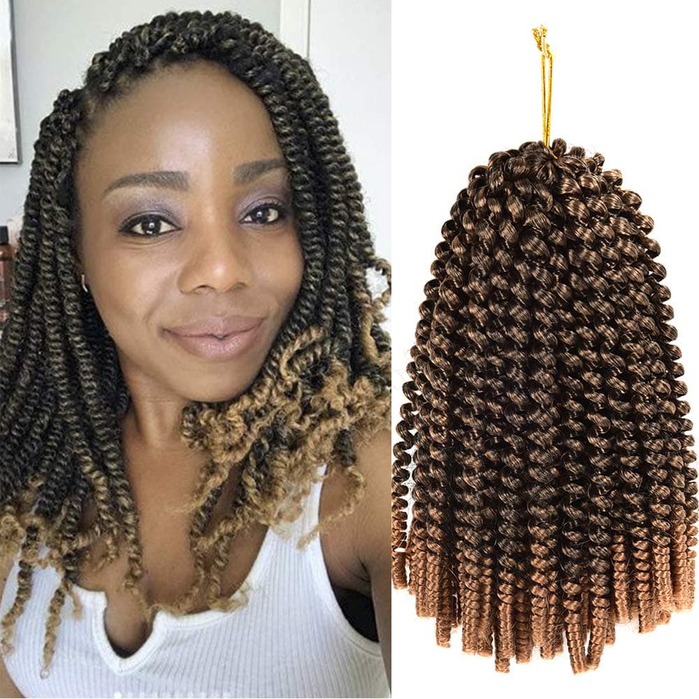 3 Packs Spring Twist Crochet Hair Braiding Bomb Twist Colors Low Temperature Synthetic Fiber Fluffy Hair Extensions 105g/Pack (8inches, T27#)