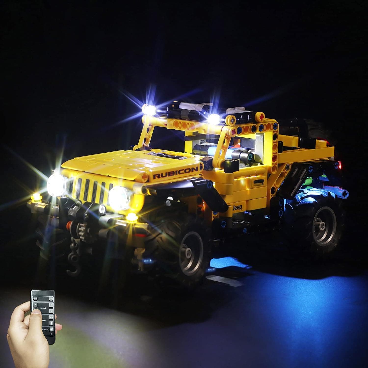 Papilights Led Light Kit for Lego Jeep Wrangler Car, Light Set Compatible with Lego 42122 Building Block Model, USB Powered Connection Wires, Pack Without The Model(Remote Control Version)