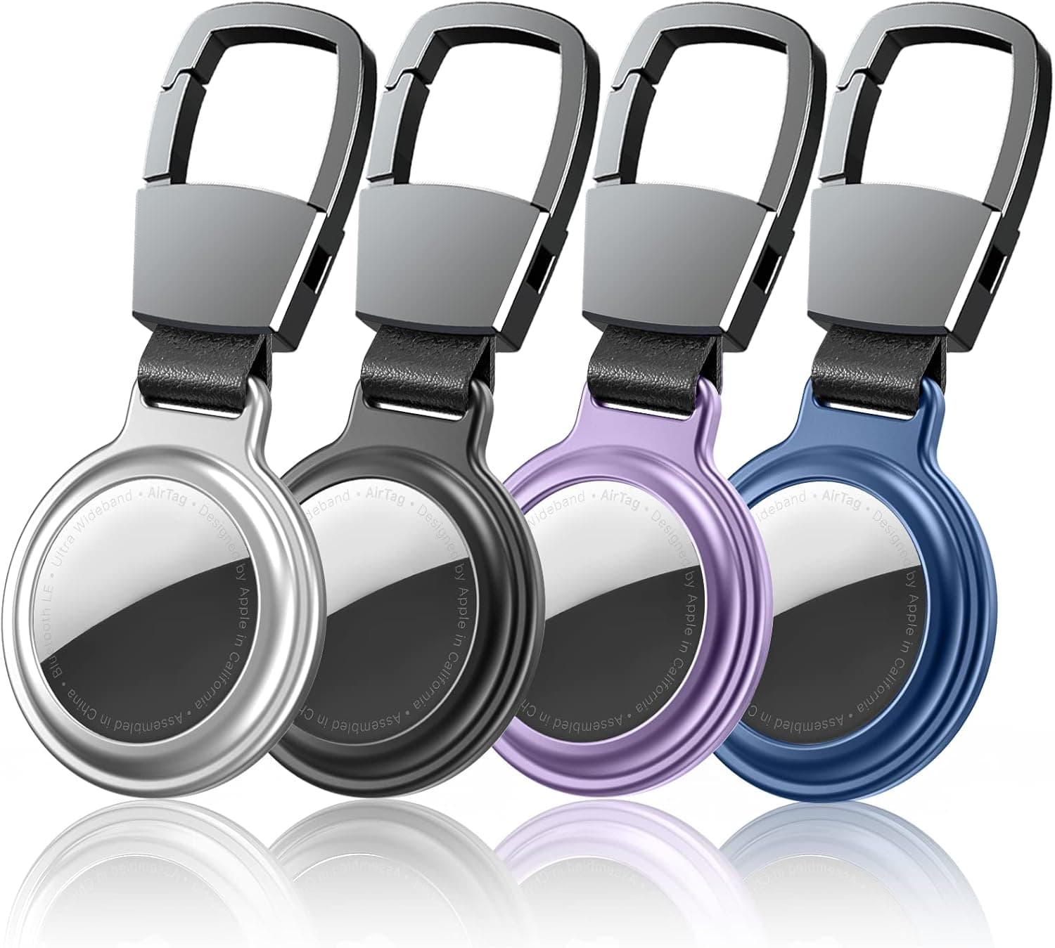 4 Pack Air tag Holder, Air Tag Key Ring, Keychain AirTags Case with Anti-Lost Keyring, Finder Items Airtag for Luggage Dog Cat Pet Collar Holder(Metal-4 Pack)
