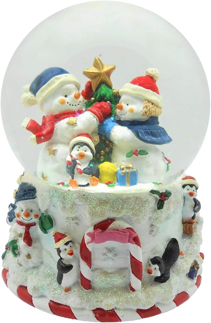Lightahead Musical Christmas Snowman 100MM Polyresin Snow Globe with Falling Snowflakes & Music