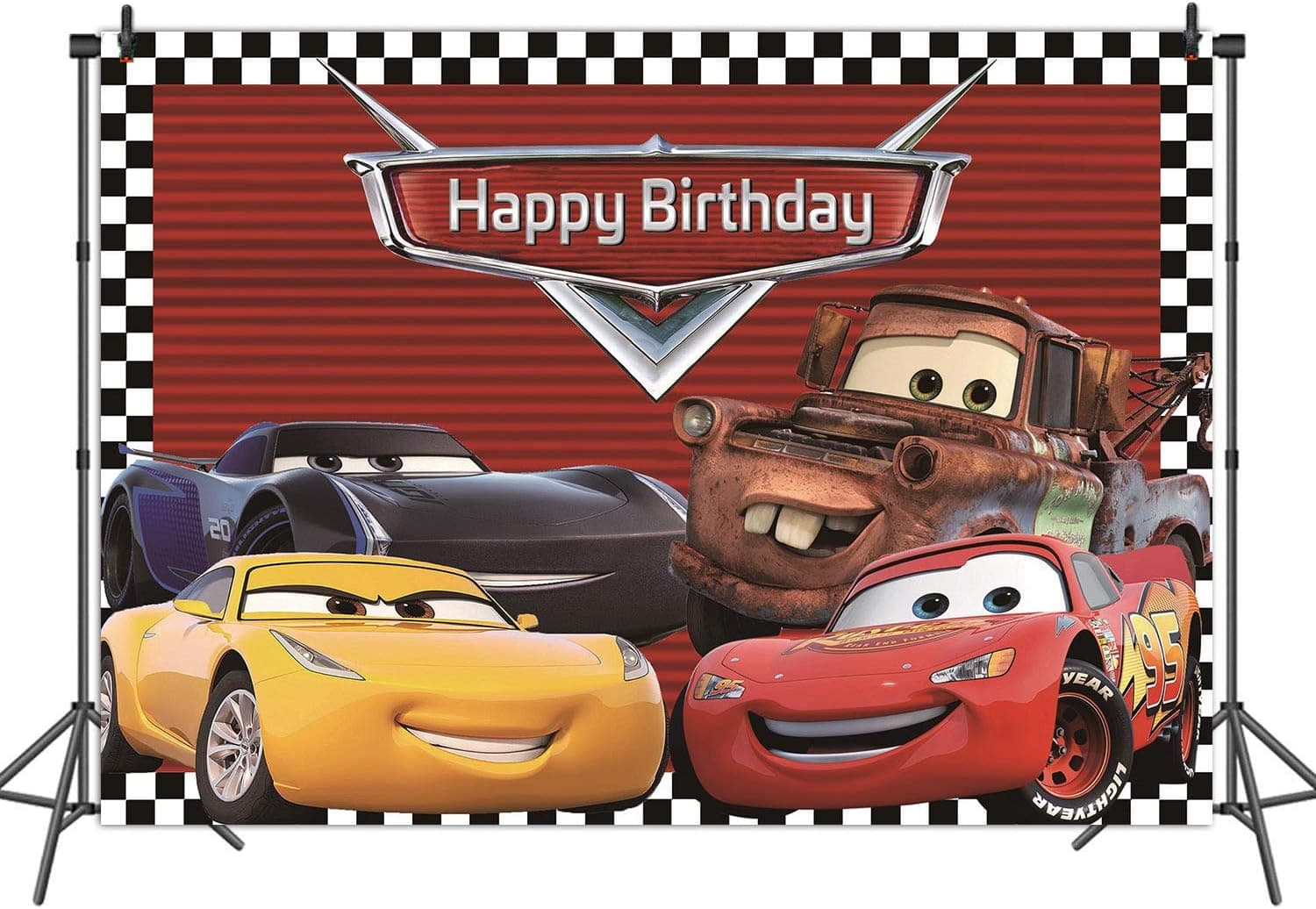 RUINI Car Racing Themed Backdrop Cartoon Cars Mobilization Birthday Party Decor Banner 8x6FT