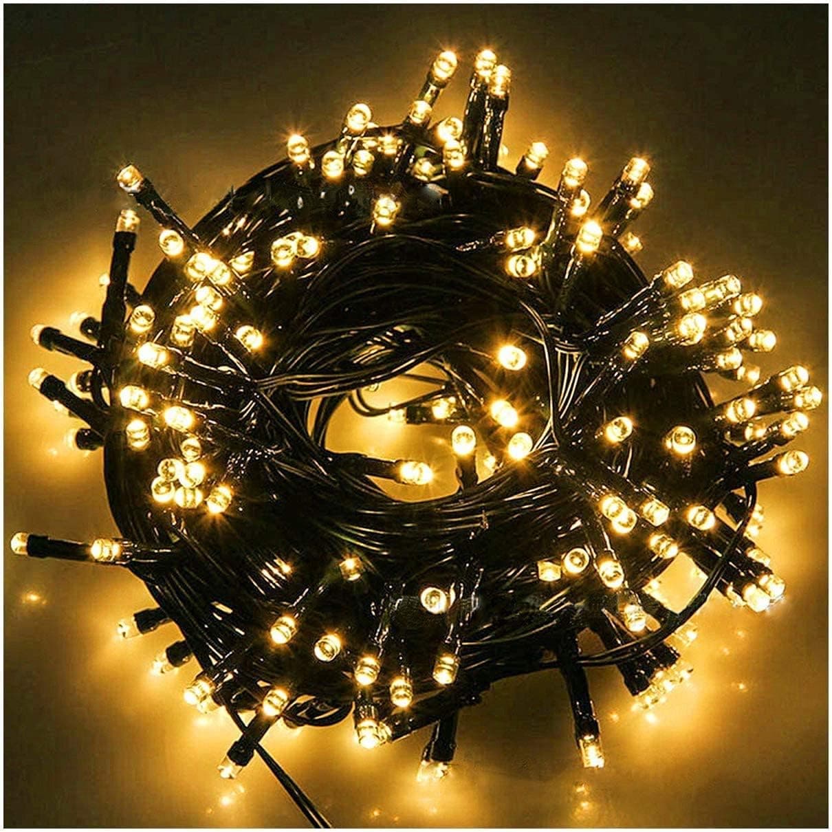 FULLBELL 4th of July Decorations Fairy Lights Room Decor Party Supplies Black Wire String Lights 100 LED 33 Feet LED Lights for Bedroom Indoor Ourdoor Home Decor (Warm White)