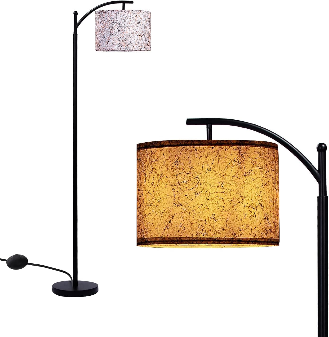NALATI Floor Lamp for Living Room, Modern Arc Standing Lamp with Foot Control for Bedroom - Threadlike Effect (Brown)