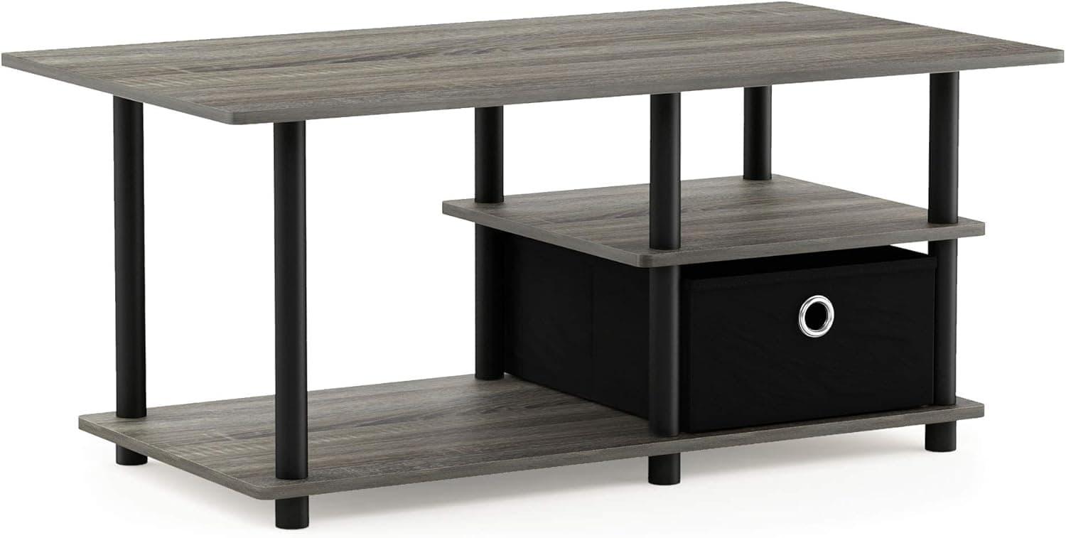 Furinno Turn-N-Tube Toolless Toollest TV Stand up to 45", French Oak Grey Black