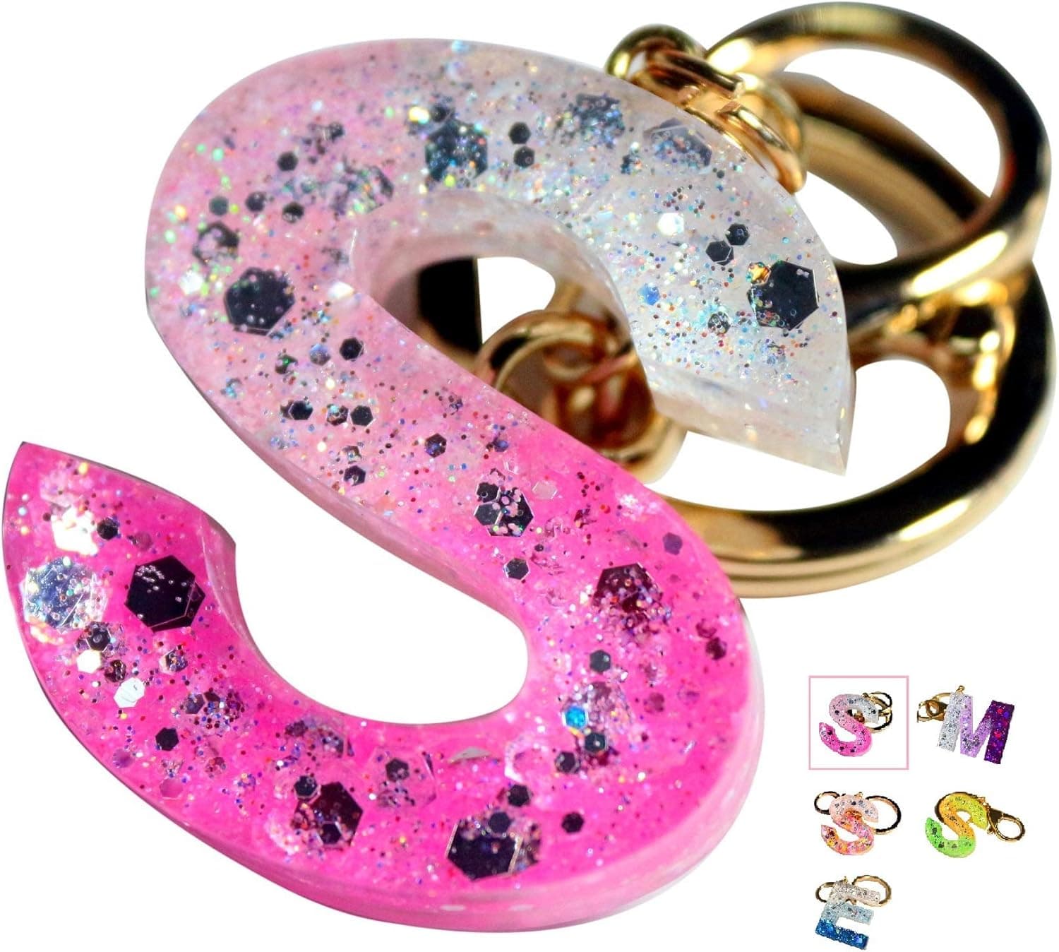 Cute Initial Keychain A-Z Letter Sparkly Glitter Key Chain Premium Bag Charm Keychain Accessories for Women