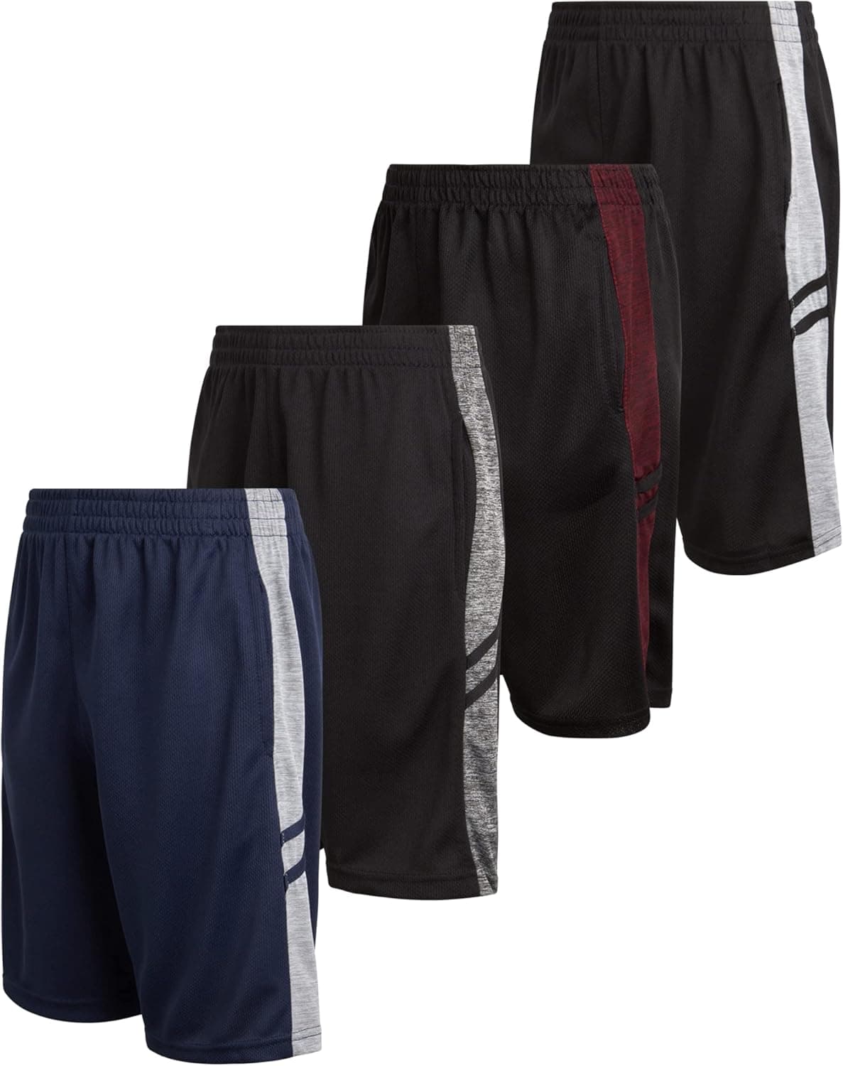Pro Athlete Boys' Athletic Shorts - Active Performance Basketball Shorts (4 Pack)
