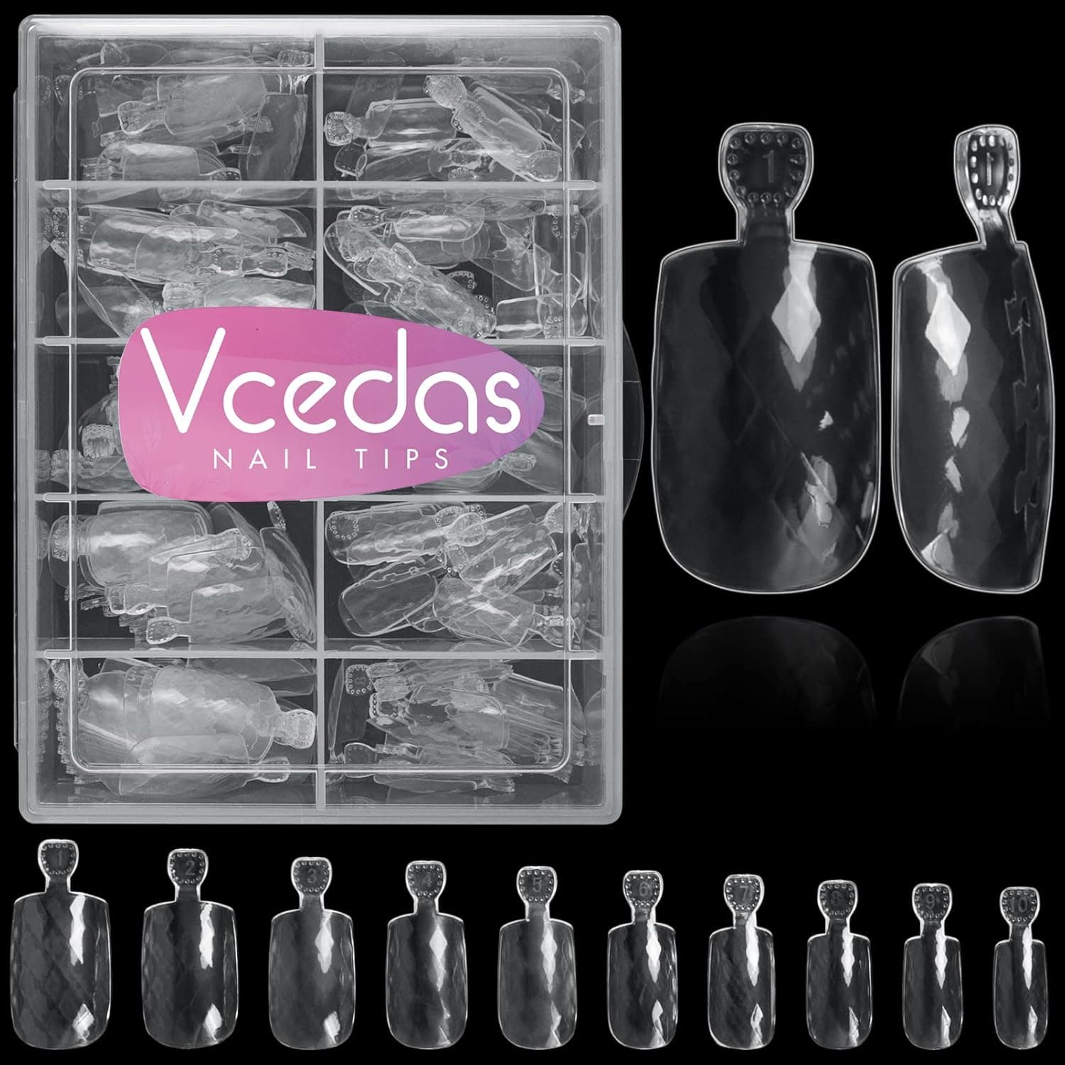Vcedas 200PCS Short Square False Nails Tips Clear Soft Gel Full Cover Short Artificial Acrylic Nail for Nail Salons (Clear)
