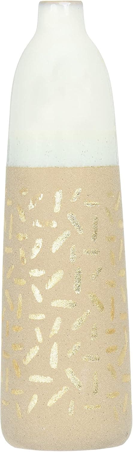 Main + Mesa Stoneware Vase with Gold Pattern