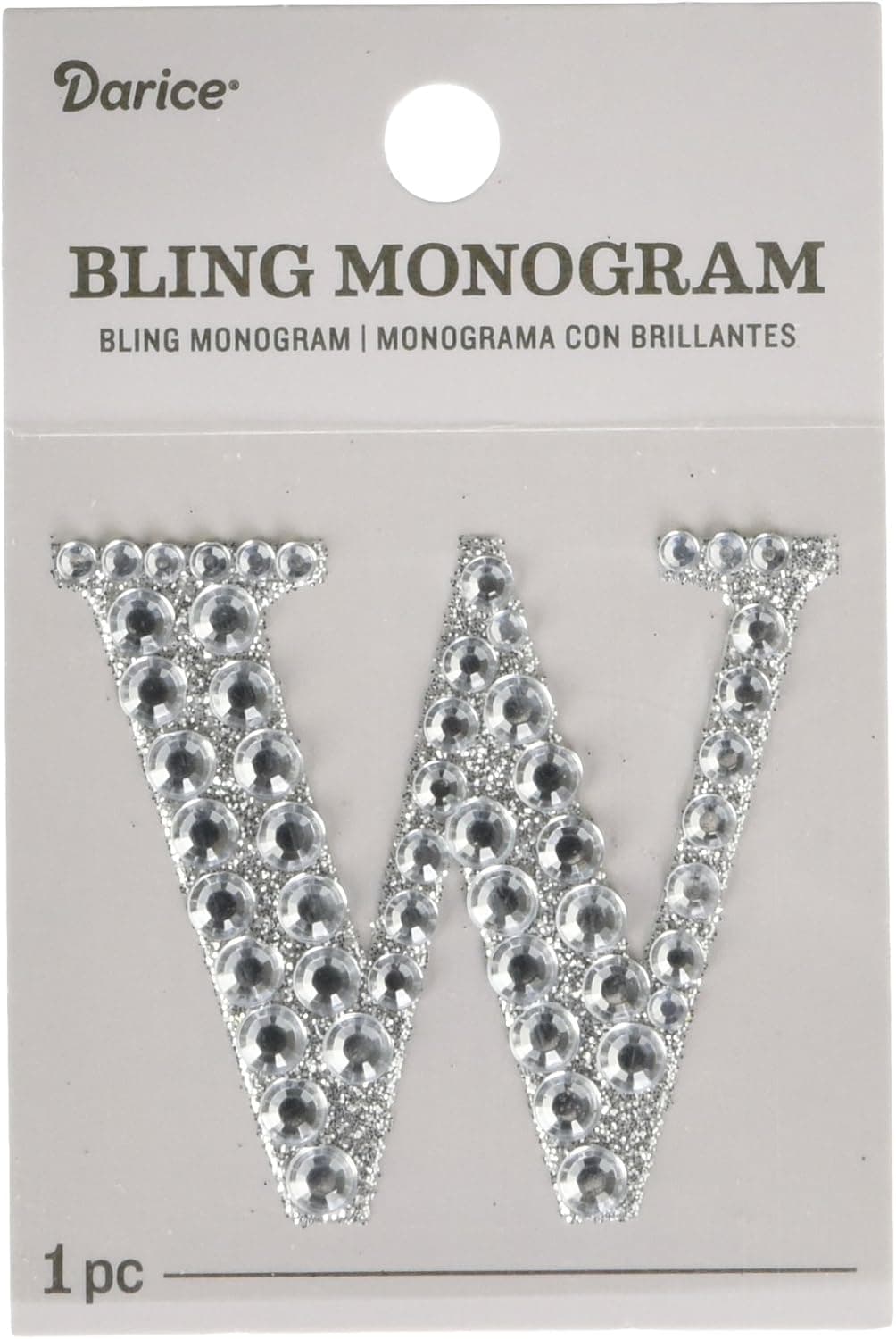 Darice Silver Bling Monogram Sticker: Letter W