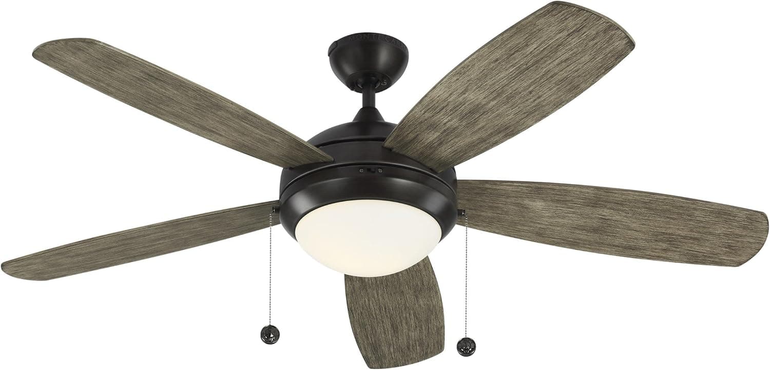 Monte Carlo 5DI52AGPD Discus 52" Ceiling Fan with Light and Pull Chain, 5 Blades, Aged Pewter