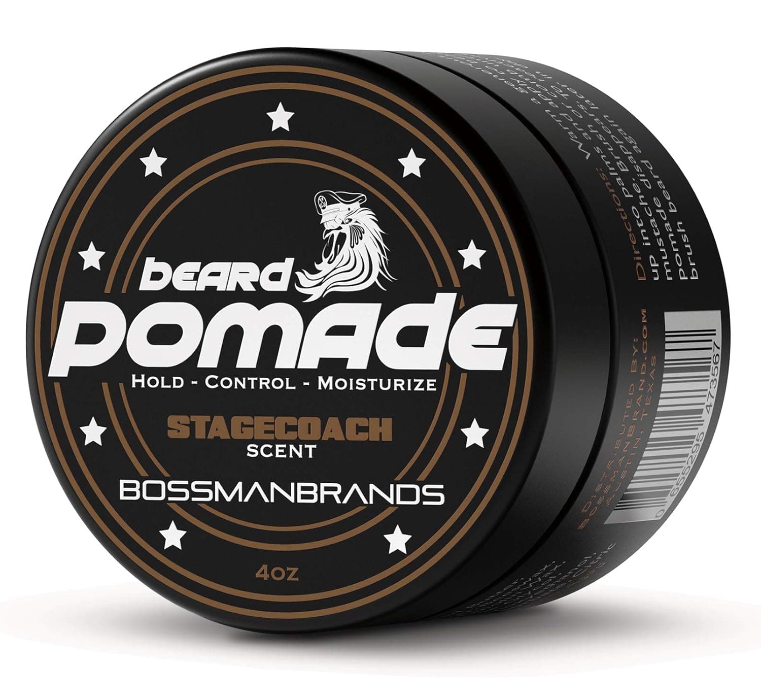 Bossman Hair & Beard Pomade - Longer Hold, Control and Moisturizing Hair, Beard and Moustache Styling Product - Made in USA (Stagecoach Scent)