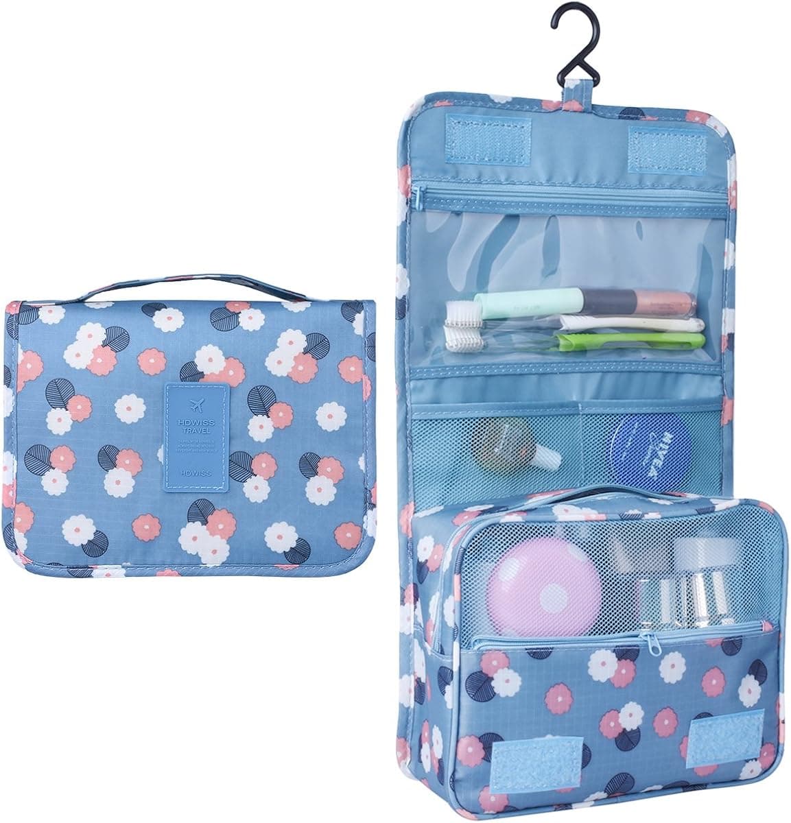 Hanging Travel Toiletry Bag for Women and Men, Extra Large Travel Shaving Kit Bag, Toiletries Organizer for Kids and Girls, Heavy Duty Cosmetic Makeup Bag with Hook, Waterproof Bathroom Shower Bag