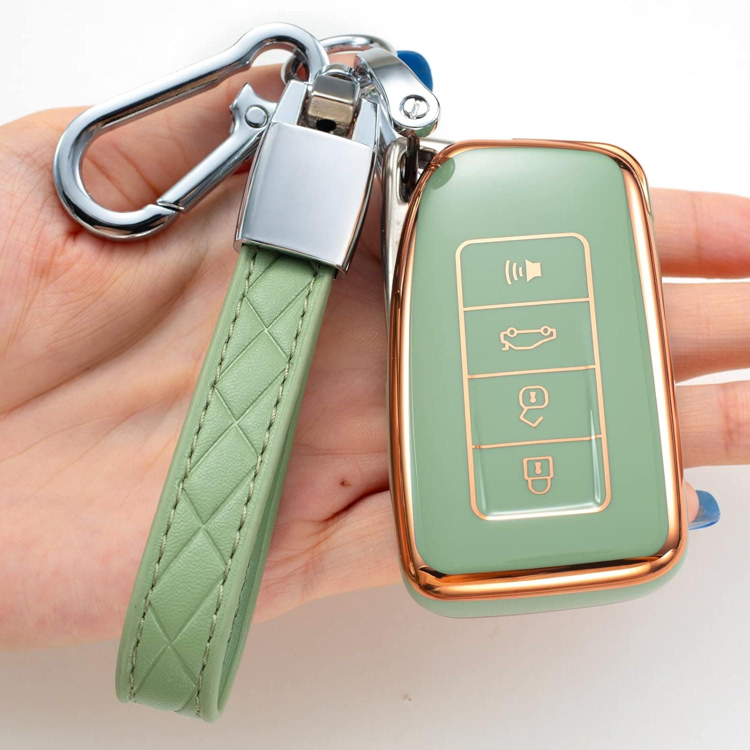 Saimui for Lexus Key Fob Cover with Keychain Soft TPU 360 Degree Protection Key Shell Case Compatible with RX ES GS LS NX RS GX LX RC LC Smart Key-Green