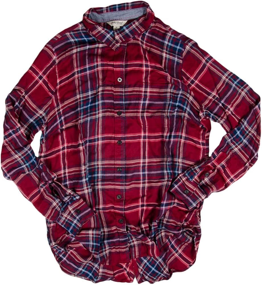 Lucky Brand Women's Bungalow Flannel Shirt, Red/Multi, Medium