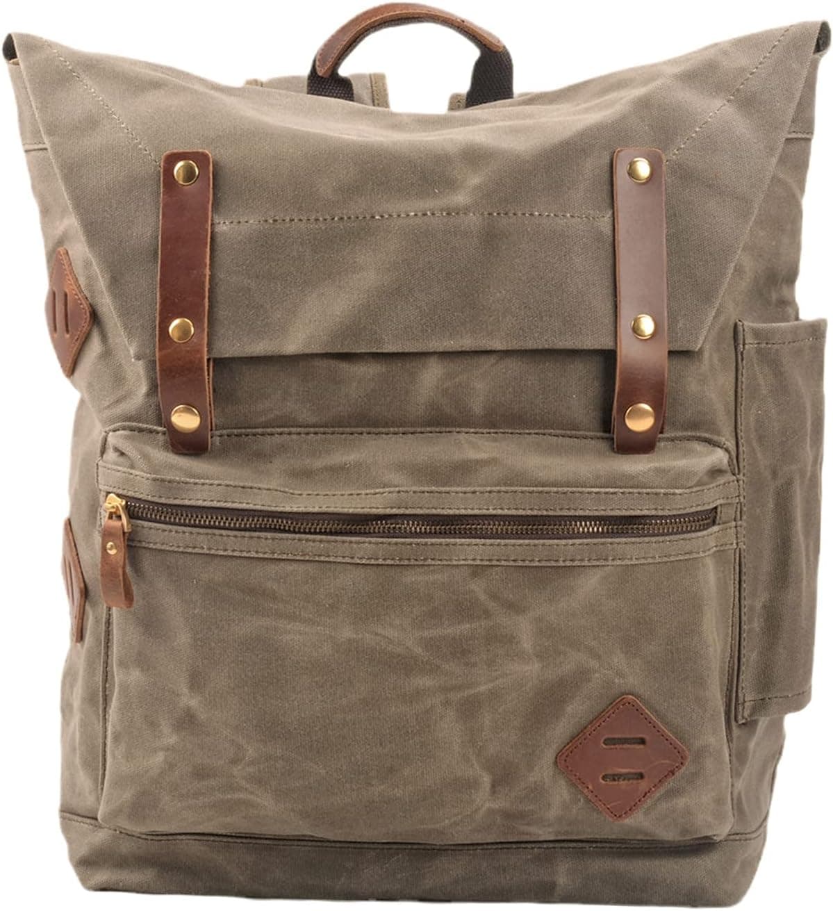 WUDON Canvas Leather Laptop Backpack for Men - Casual Style Lightweight Shoulder Rucksack for Daypack Travel Hiking