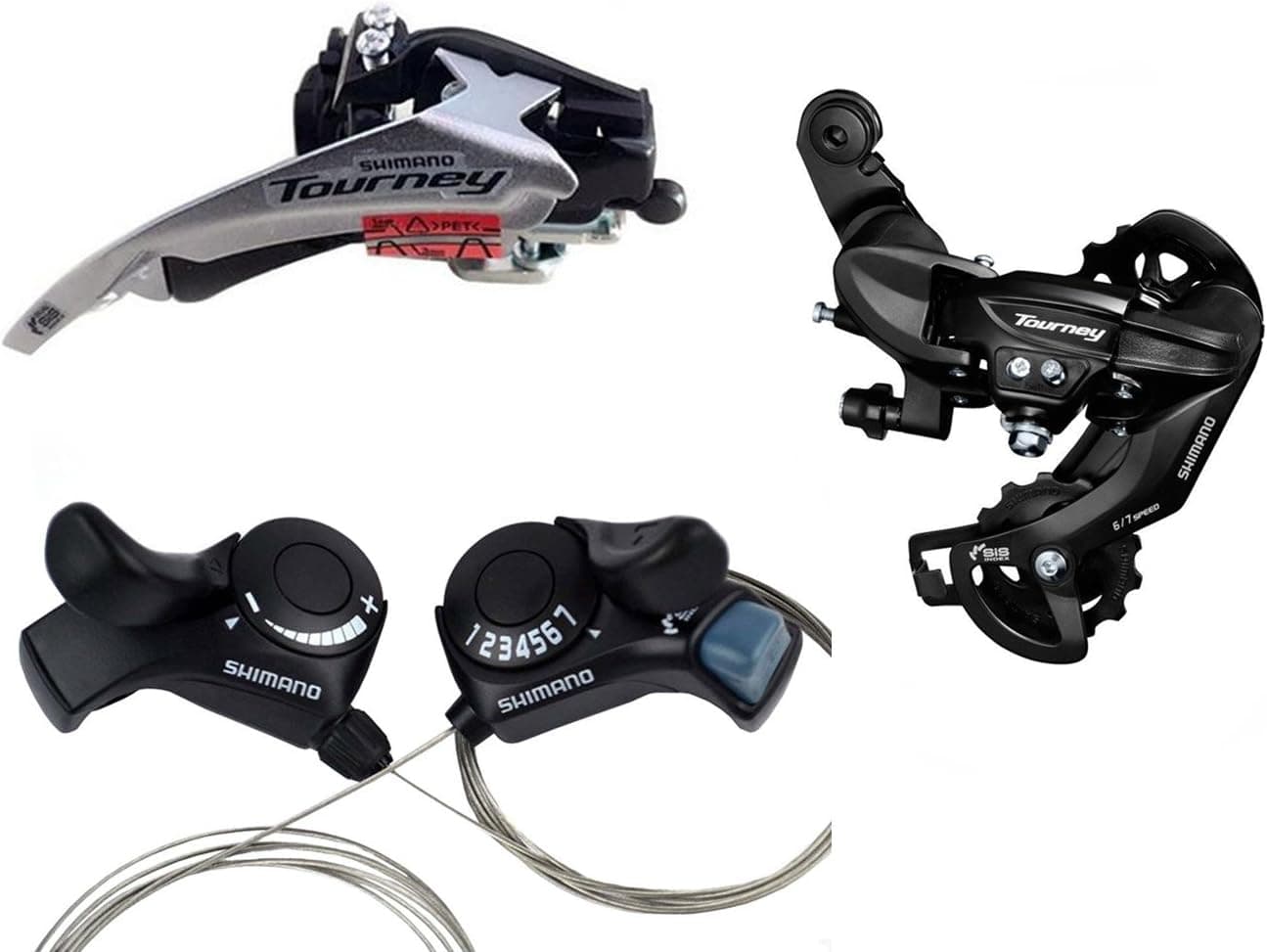 Shimano Tourney 7 Speed Groupset SL-TX30 3x7 Speed Shifters + FD-TX50 Front Derailleur + RD-TX35 Rear Derailleur Direct Mount