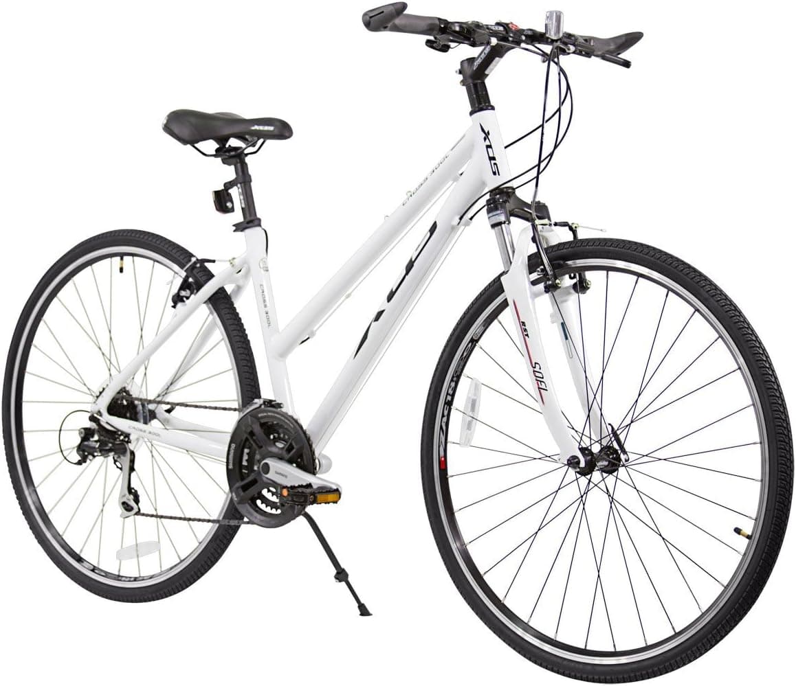 XDS Women's Cross 300 24-Speed Step-Through Hybrid Bicycle, 44 cm, White