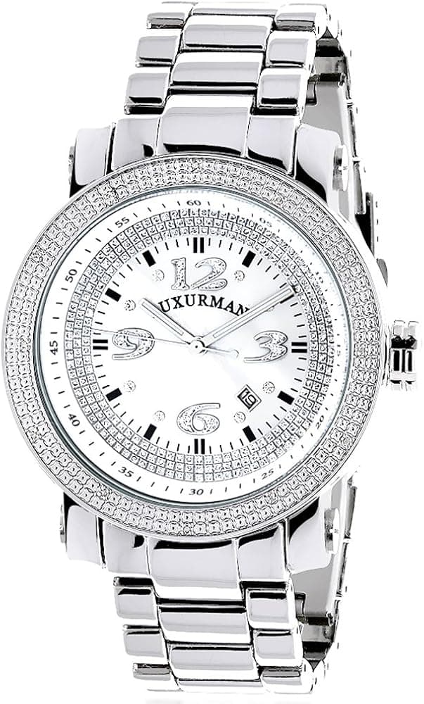 LUXURMAN Mens Diamond Watch 0.12 ct Iced Out