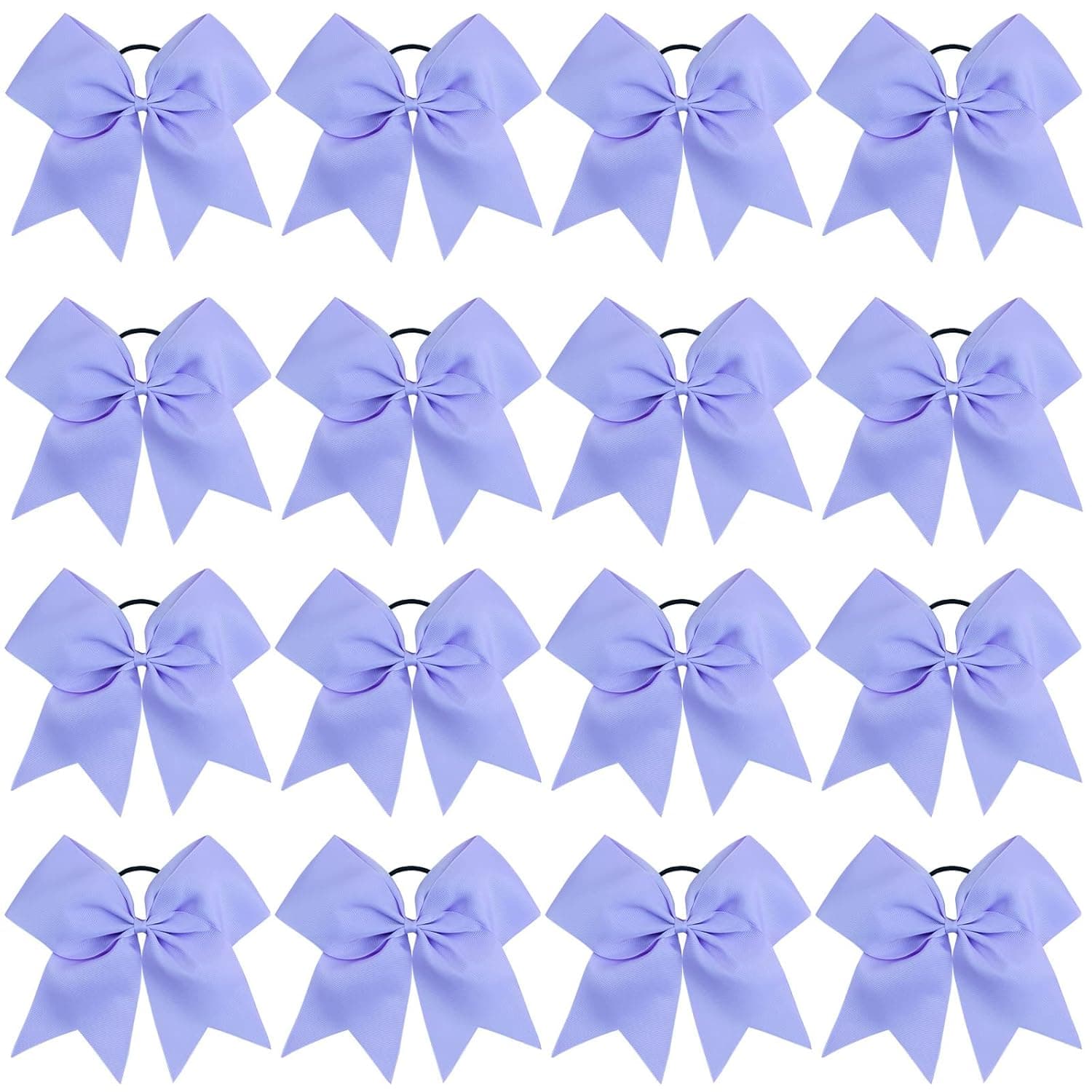 16PCS 8" Large Cheer Hair Bows Ponytail Holder Elastic Band Handmade for Cheerleading Teen Girls College Sports (16 Pcs) (Light Purple)