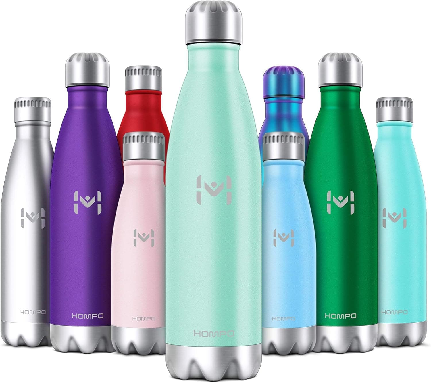 HOMPO Stainless Steel Water Bottle - 26oz/ 750ml BPA Free Vacuum Insulated Metal reusable Water Bottle, Double Walled keeps Hot & Cold leak proof Drinks bottle for kids, sports, gym(Emerald)
