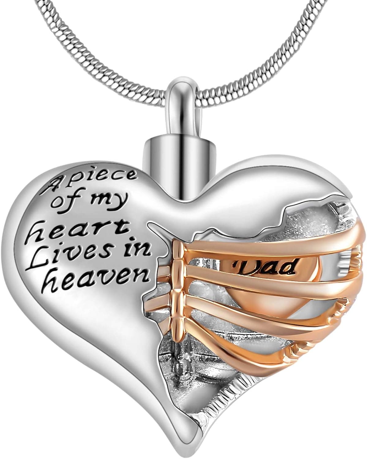 Eternaloved A Piece of My Heart Lives in Heaven Memorial Urn Heart Cremation Necklace,Men/Women Pendant