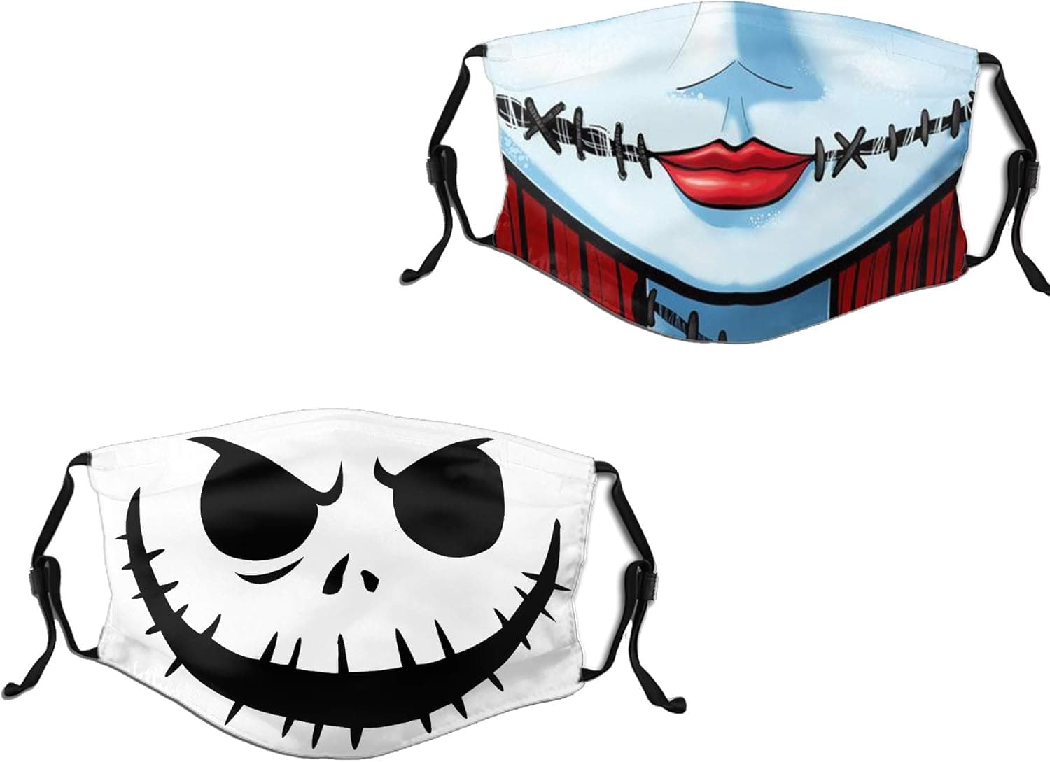 2PCS The Nightmare Before Christmas face mask Jack Sally face mask with 2Filter Reusable Washable for Adults_08_M