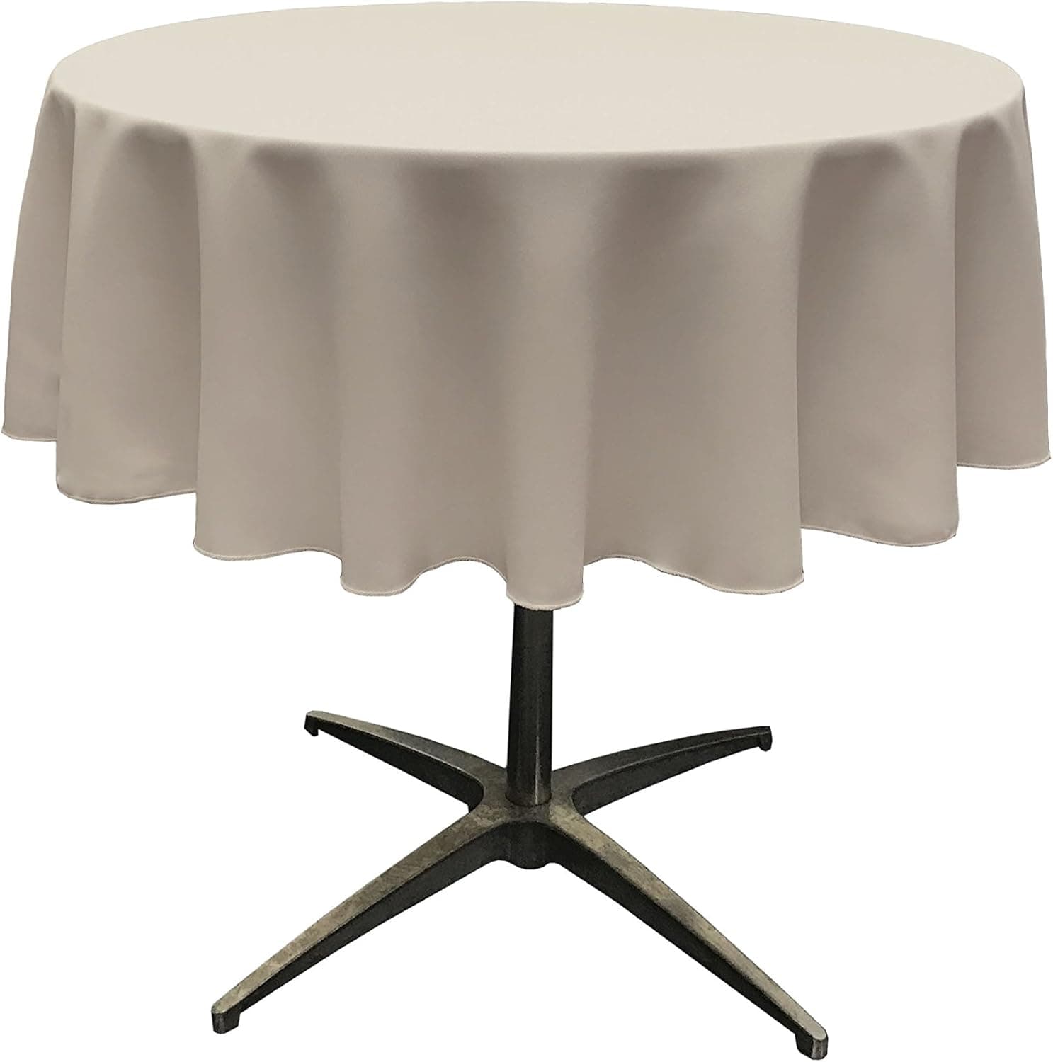LA Linen Polyester Poplin Washable Round Tablecloth, Stain and Wrinkle Resistant Table Cover 58", Fabric Table Cloth for Dinning, Kitchen, Party, Holiday 58-Inch, Gray Light, (TCpop58R_GrayLightP41)