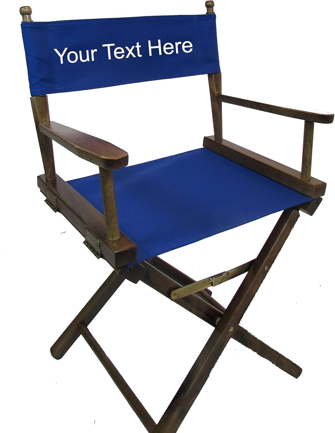Personalized Imprinted Gold Medal Contemporary 18" Table Height Walnut Frame Directors Chair - Royal Blue