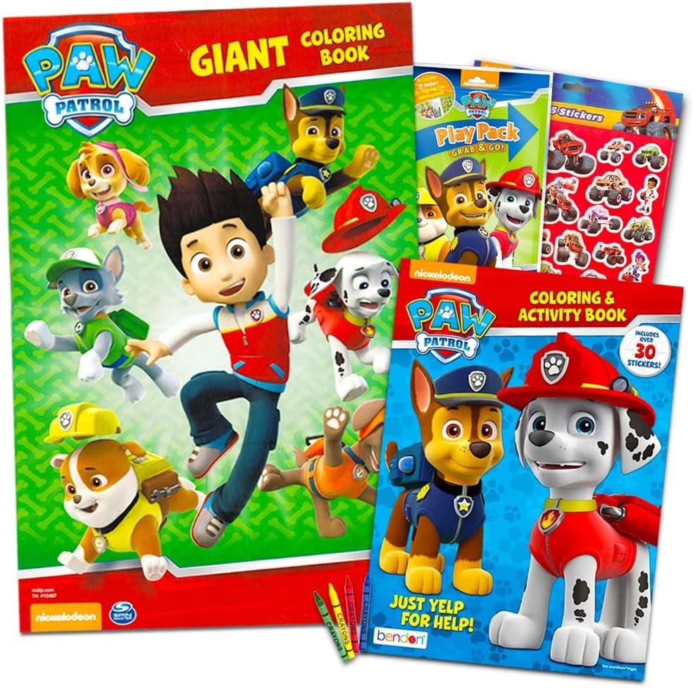 Paw Patrol Coloring and Activity Super Set -- 2 Jumbo Paw Patrol Coloring Books with Paw Patrol and Bubble Guppies Stickers (Paw Patrol Party Pack)
