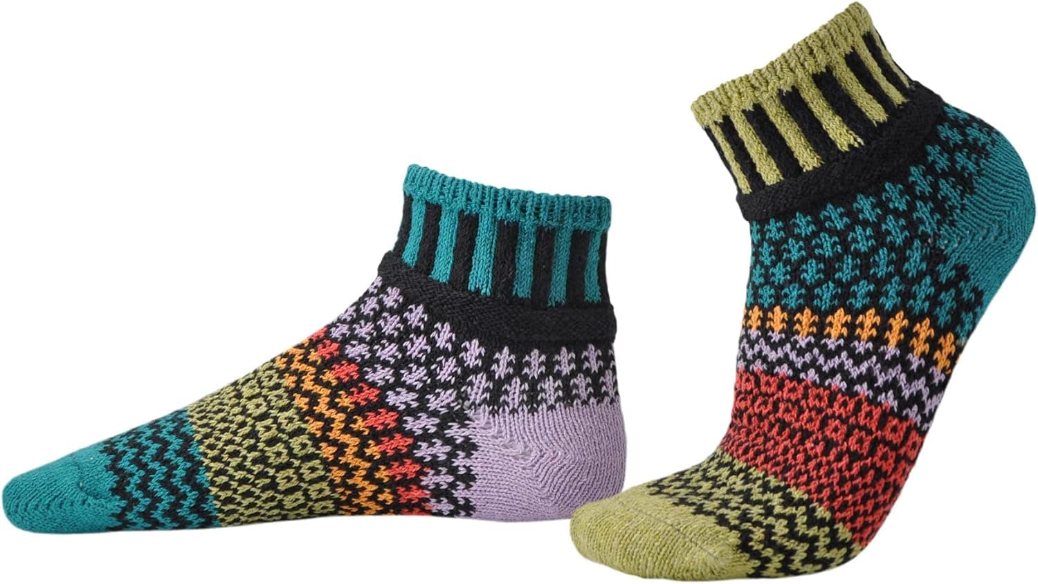 Solmate Socks Mismatched Quarter Length Socks for Women/Men, USA Made with Recycled Yarns