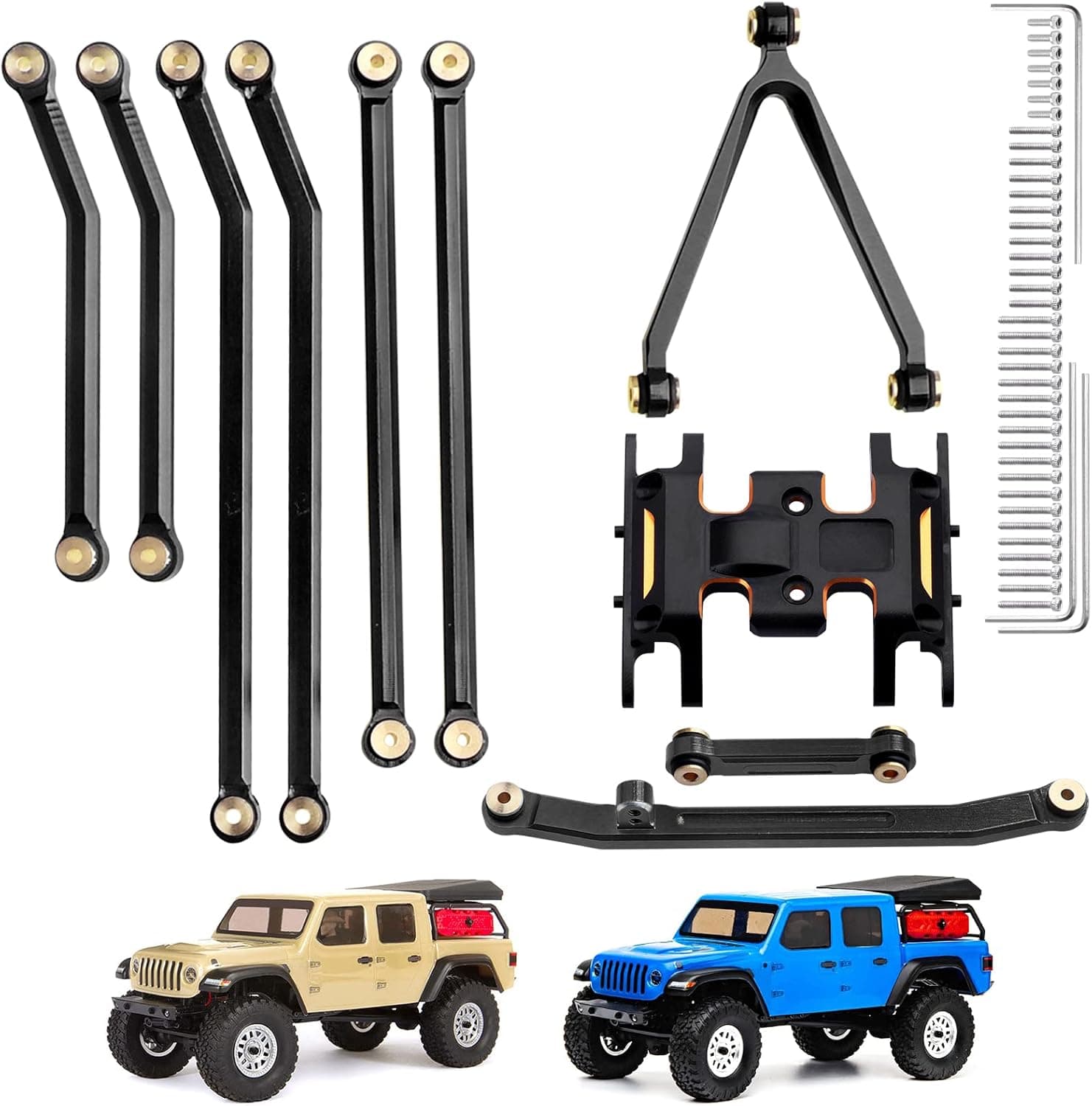 Hobbypark SCX24 Gladiator Skid Plate & Links Set High Clearance Aluminum Steering Linkage for Axial SCX24 Gladiator Upgrades Replacement Parts