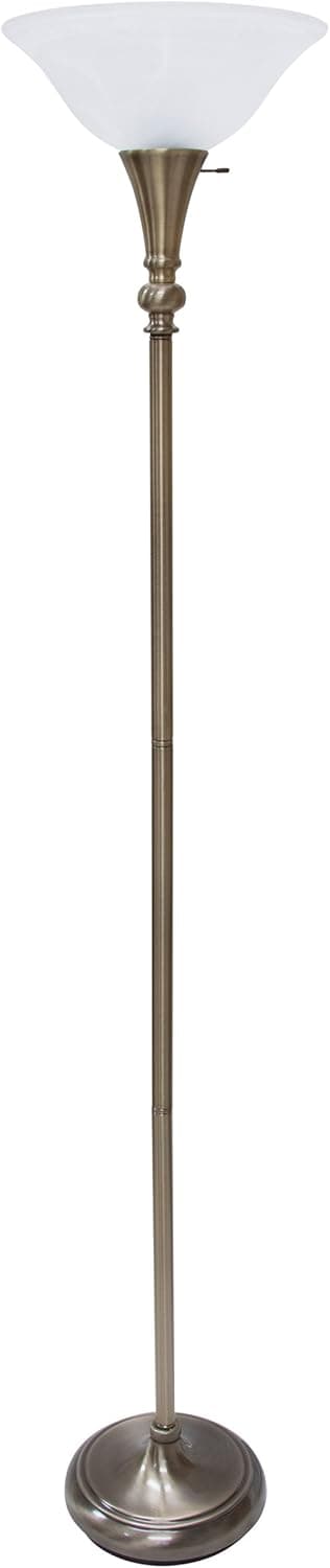 Ledu L9003 Incandescent 3-Level Torchiere, Alabaster Shade, 68-1/2"h, Antique Brass