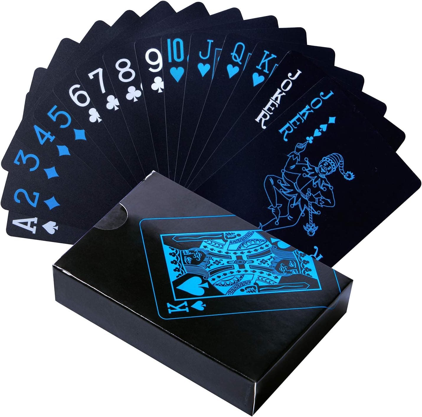 Trooer PVC Poker Waterproof Playing Cards Set Deck of Cards with Box(Black)