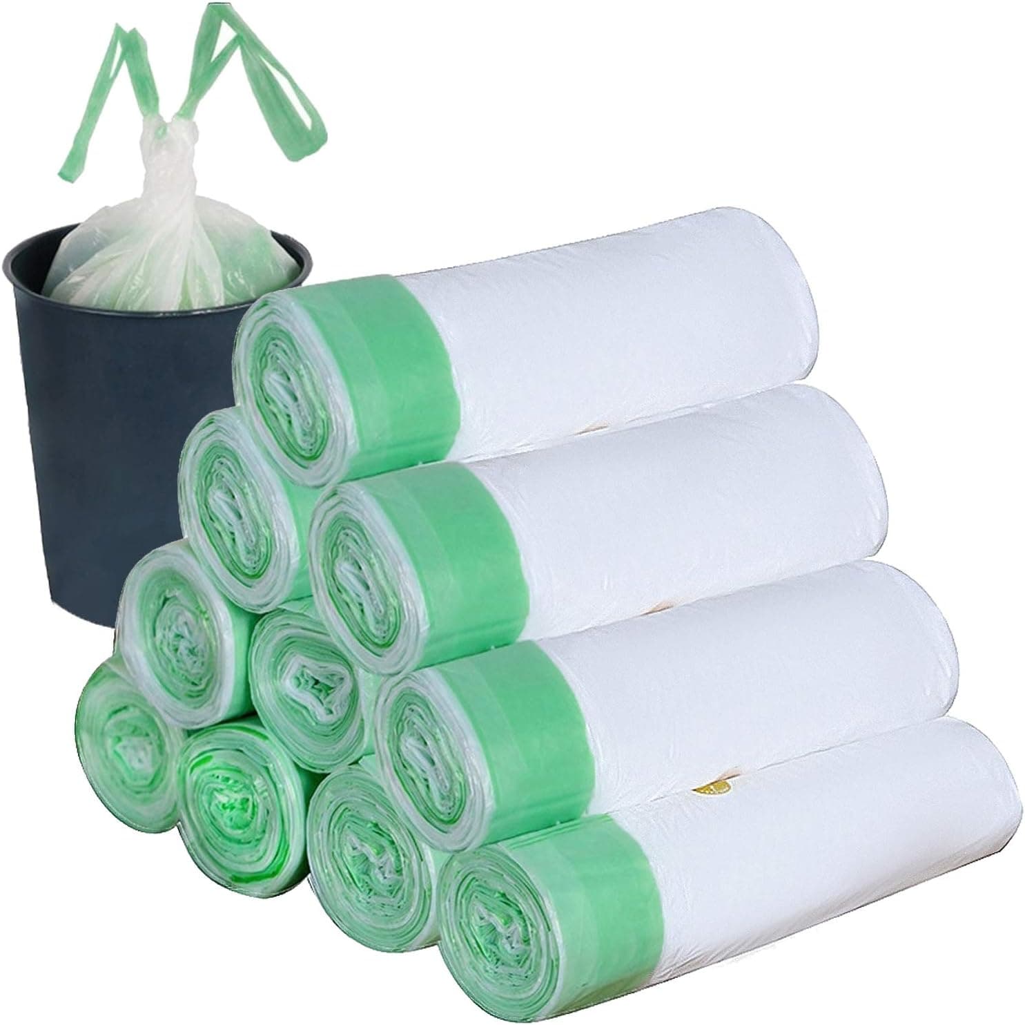 Small Trash Bags ,Kitchen Garbage Bags-150 Count 4 gallon White Drawstring Trash Bags Extra Thick Garbage Bags for Bathroom, Bedroom, Office,Kitchen,Home（17.7x 19.7 inches）