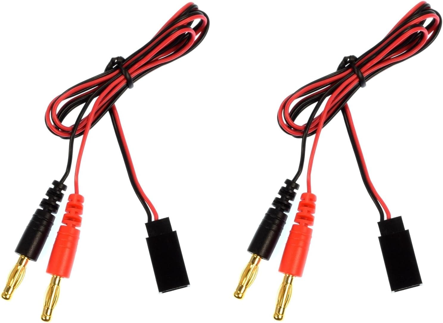 Apex RC Products JR Style Receiver Plug -> 4mm Banana Plug Charge Lead - 2 Pack #1421